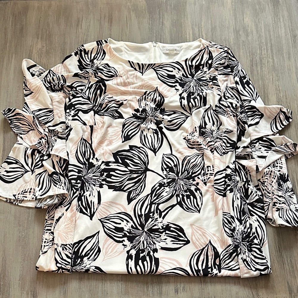 Calvin Klein Black and White Floral Dress